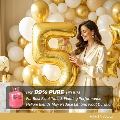 PartyWoo Number Balloons 40 Inch Gold Number 5 Kit 25pcs - Image 5