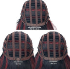 Burdundy-Black Hair Wavy Wigs With Bangs For Women Synthetic Black Hair With Red Undertones Wigs For Daily Use Everyday Wear.