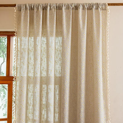 ENJOYBRIDAL Floral Curtains 96 Inch Length 2 Panels Tassel Drapes Rod Pocket - Image 2