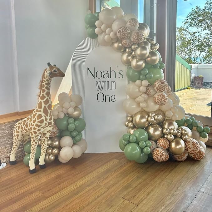 Jungle Safari Balloons for Woodland Birthday Decorations | Sage green, - Image 4