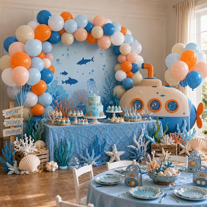 Blue and Orange Fall Baby Shower Birthday Balloons Party Desorations | Pastel - Image 6