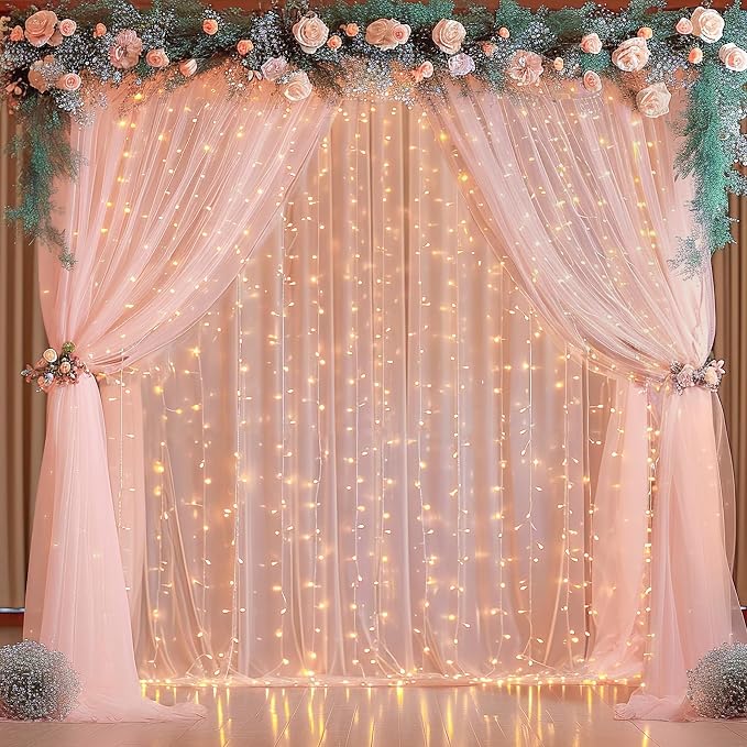 10x10ft Peach Tulle Backdrop Curtain - Image 4