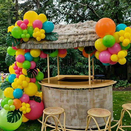 Tropical Balloons, 12 Inch Teal Metallic Gold Orange Pink Hot Fruit Green - Image 3