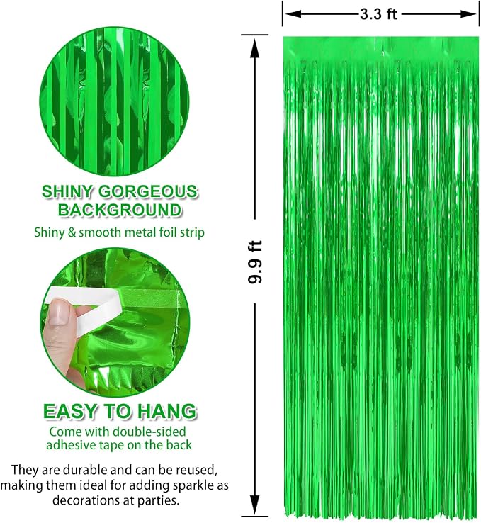 Crosize 8 Pack Green Streamers Backdrop, 3.3 x 9.9 ft, Party Decorations | - Image 2
