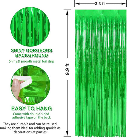 Crosize 8 Pack Green Streamers Backdrop, 3.3 x 9.9 ft, Party Decorations | - Image 2