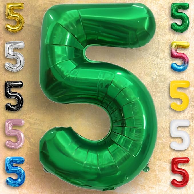 Green Number Balloon 5 Mylar Foil Balloons 32 inch - Image 6