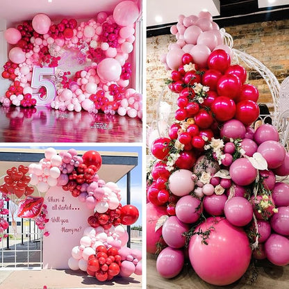 PartyWoo Hot Pink Balloon Arch Kit 142pcs Light Pink Balloons | Magenta Fuchsia - Image 6