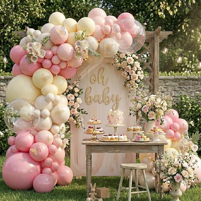 Pink and Yellow Balloon Arch Kit Pastel Yellow Balloons | 126Pcs Light Pink - Image 2