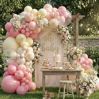 Pink and Yellow Balloon Arch Kit Pastel Yellow Balloons | 126Pcs Light Pink - Image 2