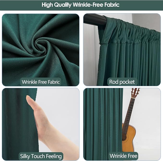 20x10ft Wrinkle Free Hunter Green Backdrop Curtain - Image 3