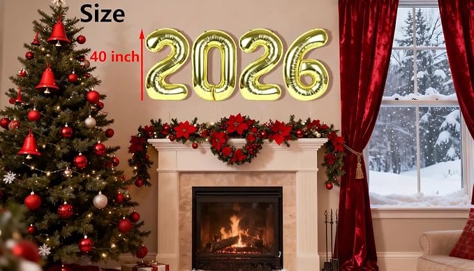 2026 Gold Foil Balloons 40 Inch, Aluminum Foil Balloons 2026 - Image 2