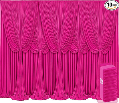 10 Panels Hot Pink Backdrop Curtains by Tao-GePartyDecorations