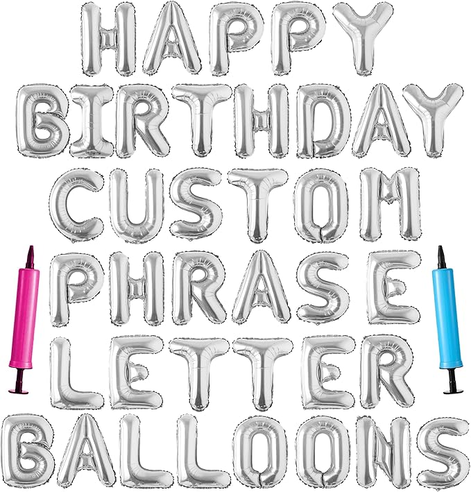 Happy Birthday Balloon Banner Custom Phrase Balloons letter 16 inch by LIOZEOKUN