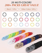 203 Pieces Hair Ties No Damage, 4MM Elastic Hair Ties, Medium Size Ponytail Holders for Women and Girls, Multicolor (20 Colors)