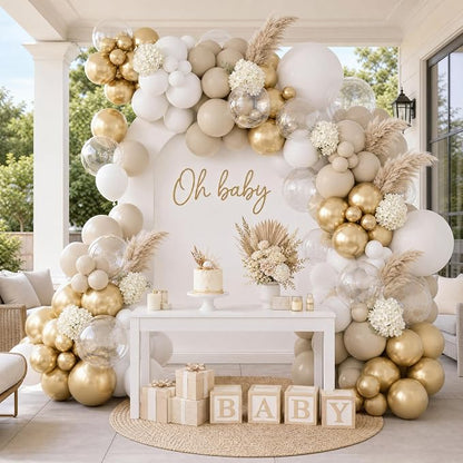 KARLURE White and Gold Balloons Arch Kit Garland - Image 6