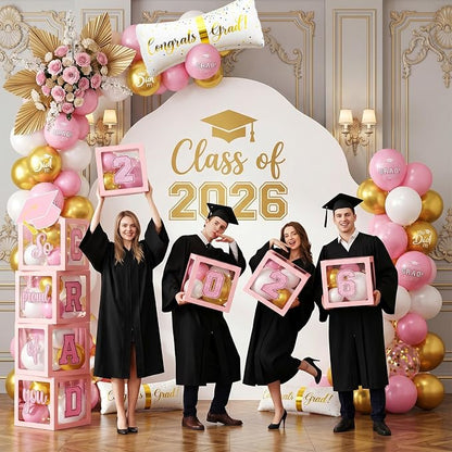 Graduation Decorations Class of 2026-Pink and Gold Graduation Party - Image 5