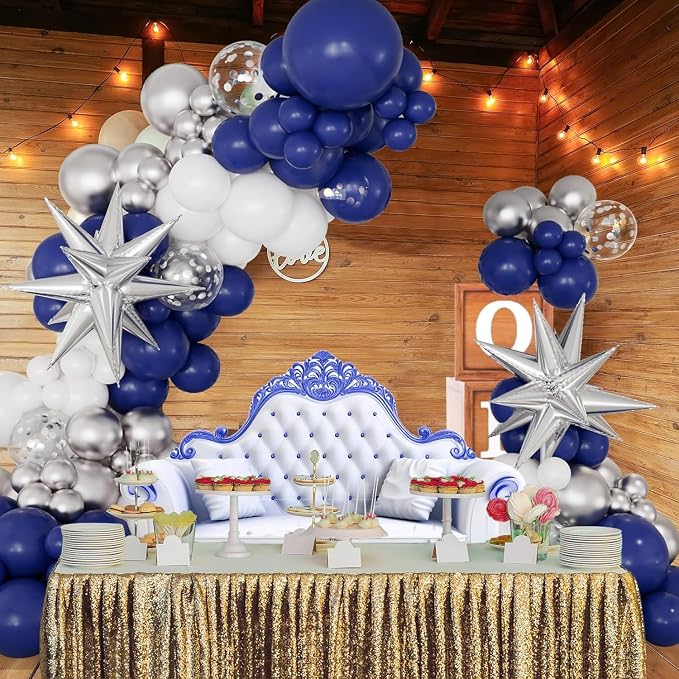 Navy Blue and Silver Balloon Garland Arch Kit - Image 4