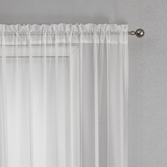 White Sheer Voile Curtains White Embossed Butterflies 72 Inches | Light - Image 7