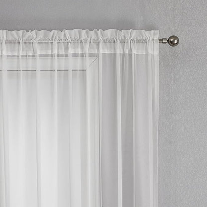 White Sheer Voile Curtains White Embossed Butterflies 72 Inches | Light - Image 7