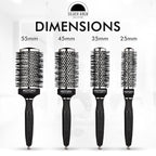Silver Arch Round Brush for Blow Out (25mm) Professional Metal Small Round Hair Brush for Blow Drying Short Hair with Sectioning Pin, Salon Quality, Anti-Static Ionic Technology