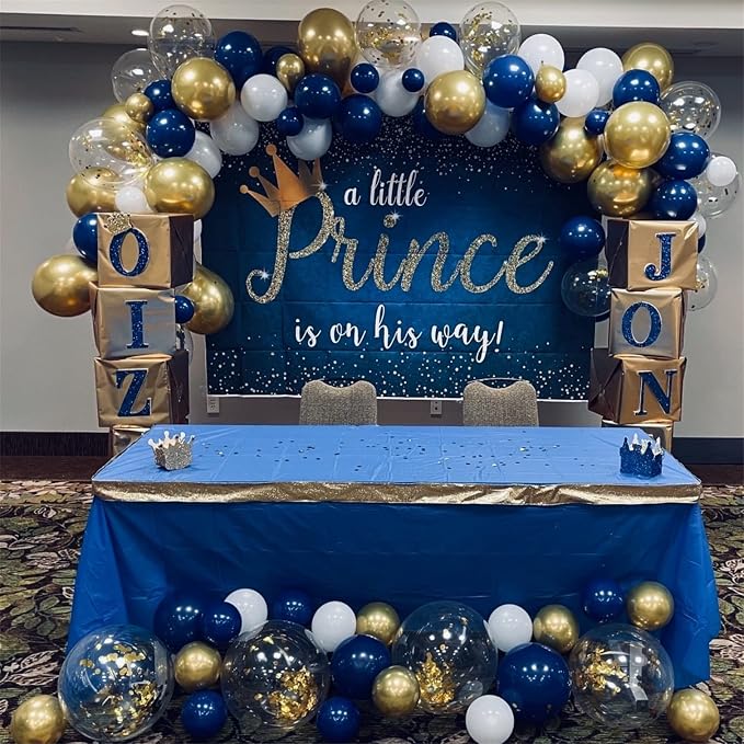 Balloons Navy Blue and Gold, 12 Inch Navy Blue Metallic Chrome Gold and - Image 5