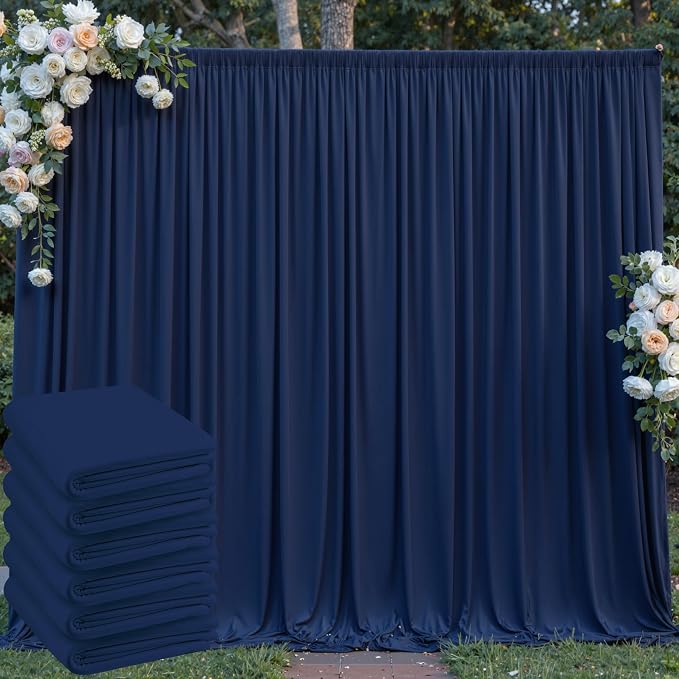 30 ft x 10 ft Wrinkle Free Navy Blue Backdrop Curtain by Outpain