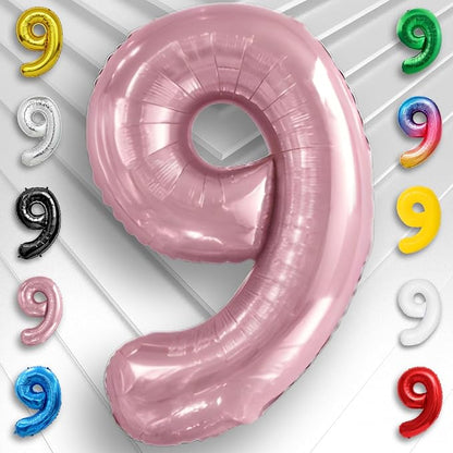 Pink Pearl Number Balloon 9 Mylar Foil Macaron Balloons 40 inch - Image 3