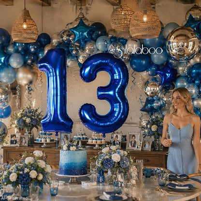 40 Inch Navy Blue Big Number 13 Balloon 0-9 Large Helium | Royal Blue Balloons - Image 3