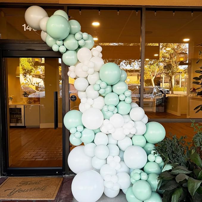 Awenztech 122pcs Mint Green Balloons, 18 12 10 5 inch Mint Green Latex Balloons - Image 5
