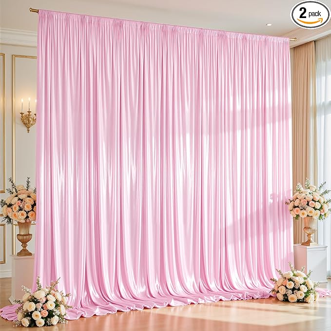 10x10ft Pink Glitter Backdrop Curtain by Partisky