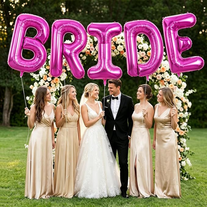 BRIDE Balloons Bachelorette, Hot Pink BRIDE Letter Balloon Bridal Balloons | - Image 6