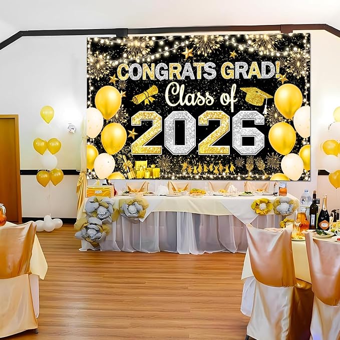 Famoby Congrats Grad Class of 2026 Hanging Banner Fabric Sign Poster Background - Image 7