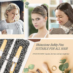 Rhinestone and Crystal Hair Clips 2-Pack, Sparkly Barrettes & Elegant Bling Accessories for Women & Girls(Set12)