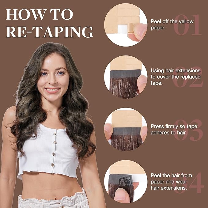 GOO GOO Tape in Hair Extensions Human Hair, 1B/19/1B Natural Black to Light Blonde, 18inch 25g 10pcs, Skin Weft Seamless Invisible, Silky Straight with Thick Ends, Remy Human Hair