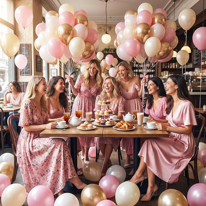 Dusty Pink and Gold Balloons, 12 Inch Apricot Champagne Gold Balloons Helium - Image 7