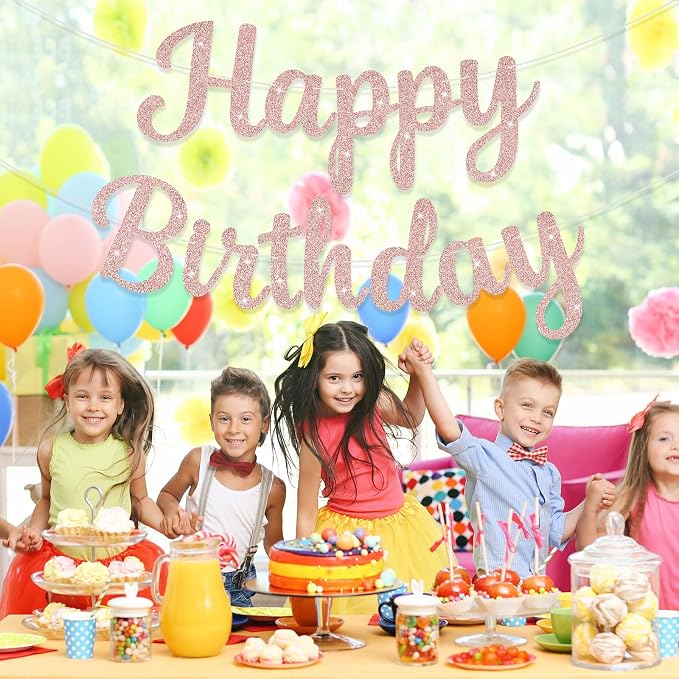 Glitter Happy Birthday Banner Sign Birthday Garland Wall Door Banners Flag - Image 4
