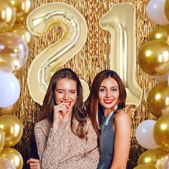 Champagne Gold Large Number 1 Balloon, 40 Inch Light Gold Foil Helium Number - Image 5