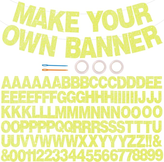 BEISHIDA Glitter Yellow 116 PCS A-Z DIY Letter Custom Banner Party Decor | 111 by Beishida