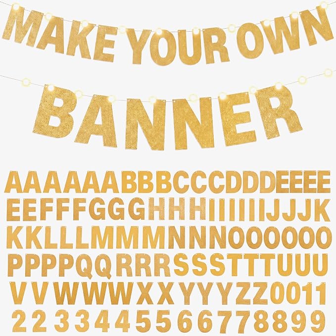 TaoBary 112 Pcs DIY Letter Kit Glitter Customizable Banner Letters Include 107 by TaoBary