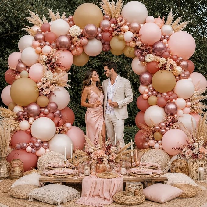 Dusty Pink Brown Balloon Garland Double Stuffed Nude Tan Pink Rose Gold | Dusty - Image 5