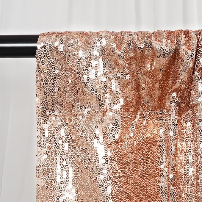 SquarePie 8FT x 10FT Rose Gold Sequin Backdrop, High Density Non-Transparent - Image 8