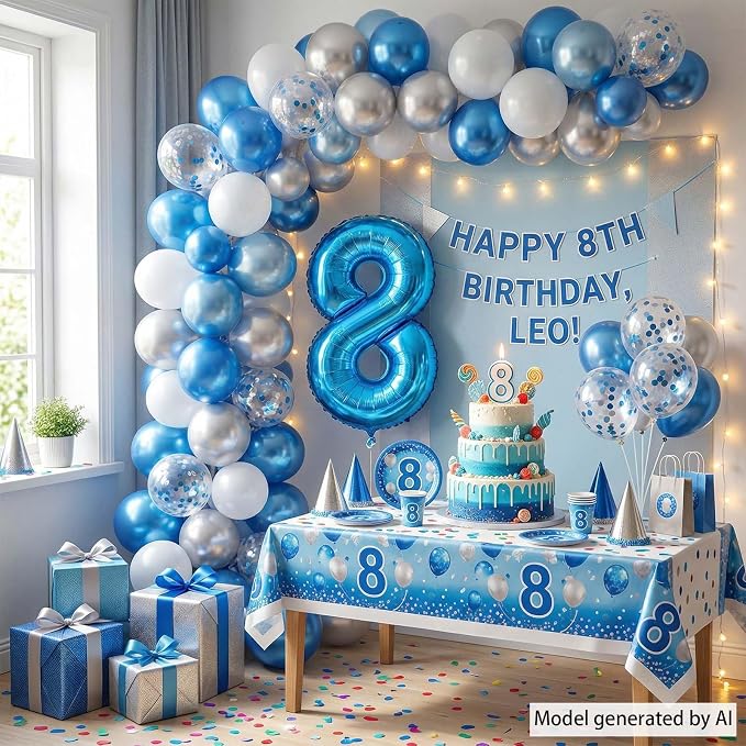 Light Blue Number 8 Balloon 40 Inch, Foil Numeral - Image 3