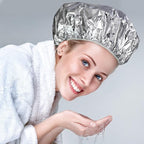 12 Pieces Deep Conditioning Caps Aluminum Foil Reusable Hair Processing Hair Coloring Shower Caps for Home Salon Use(12 Inch,Silvery)