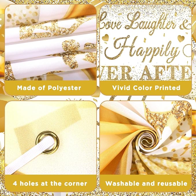 White Gold Bridal Shower Decorations Love Laughter and Happily Ever After - Image 5