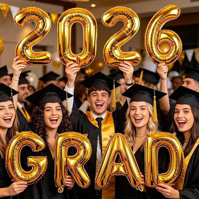 32 Inch Graduation Balloons, Large Foil Mylar 2026 Number and GRAD Letter - Image 5