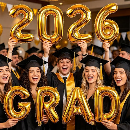 32 Inch Graduation Balloons, Large Foil Mylar 2026 Number and GRAD Letter - Image 5