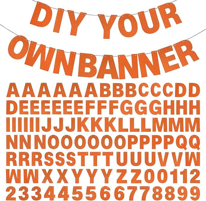 DIY Banner Kit with Letters Glitter Banner Letters Customizable Birthday by mifengda