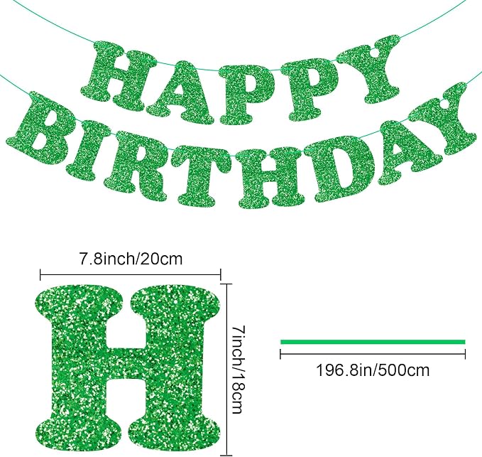 Green Happy Birthday Banner Birthday Party Decorations Happy Birthday Banner - Image 6