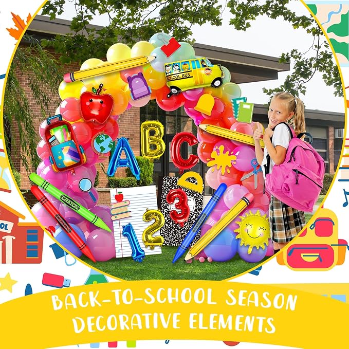 23 Pcs Welcome Back to School Balloons Arch Kit Pencil Crayon Balloon ABC 123 - Image 4