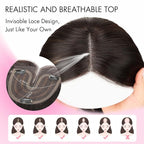 Isaic 24 Inch Synthetic Hair Topper for Women 360° Clip-in with Adjustable Band, Layered Hairpiece for Thinning Hair Adds Volume & Natural Coverage(Balayage Dark Brown to Chestnut)